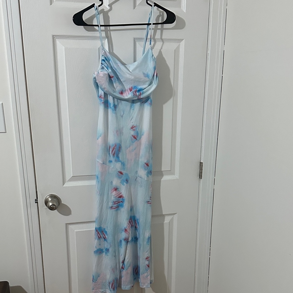Light Blue Floral Slip Maxi Dress